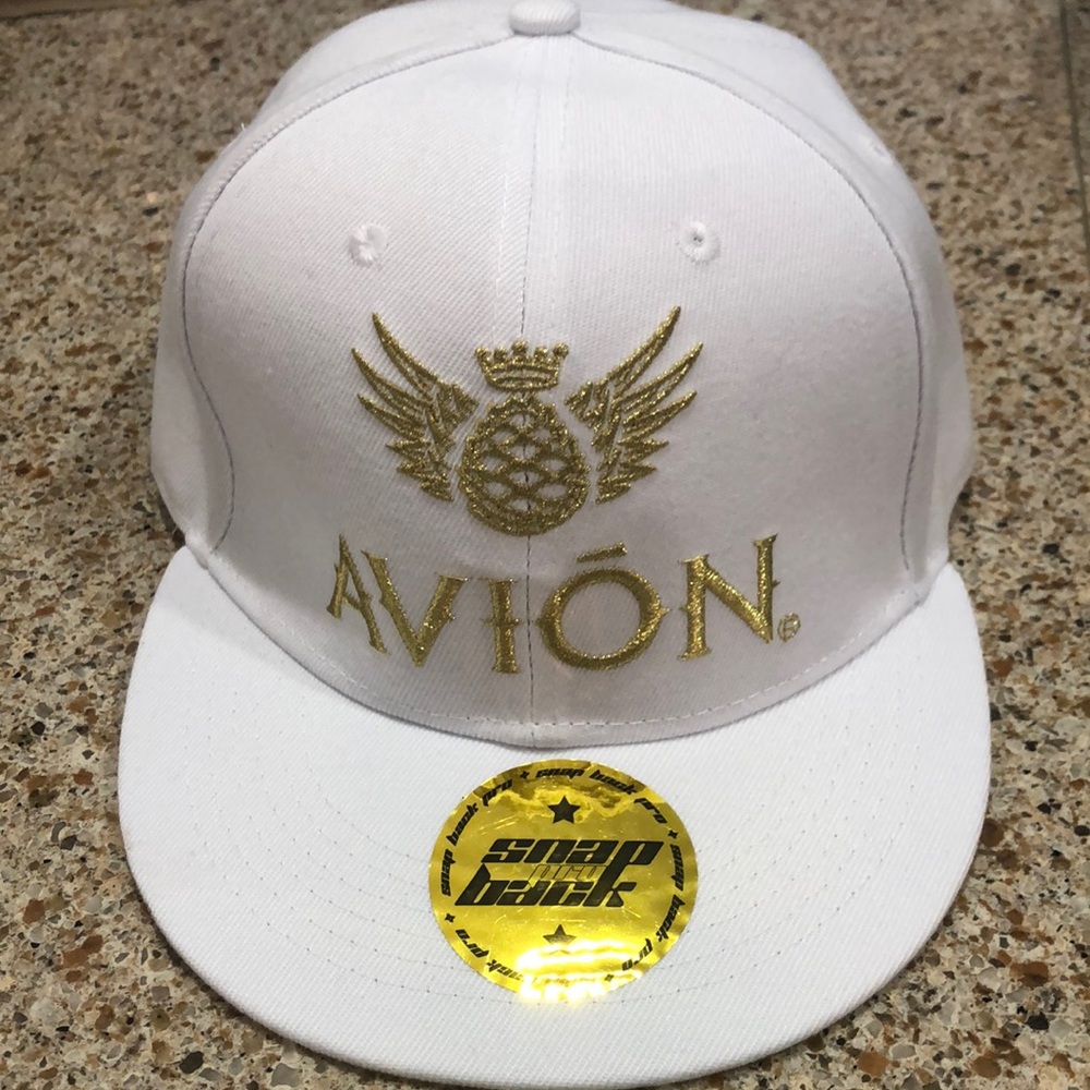 White Avion Tequila Hat with Adjustable Snap Back